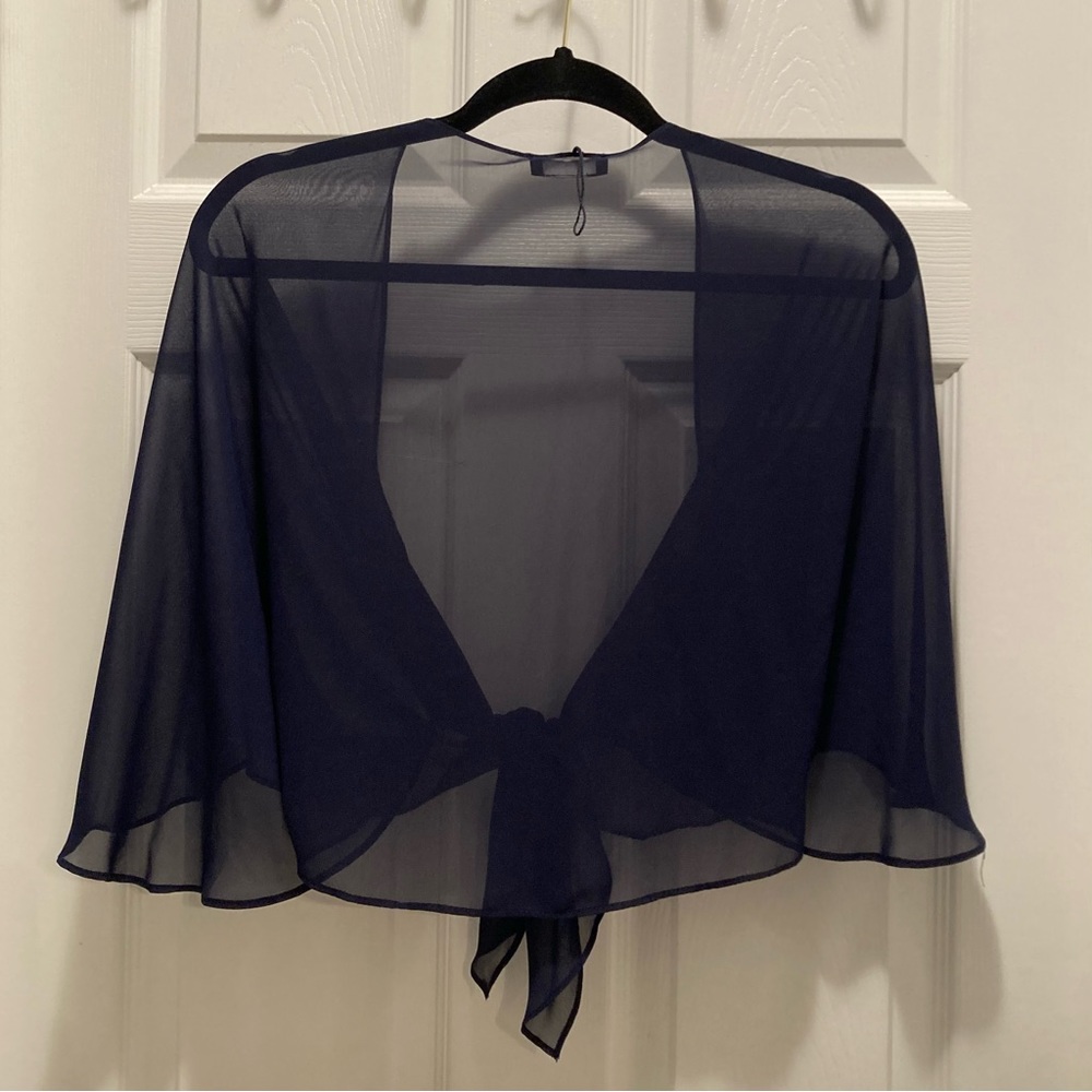 Navy sheet cape bolero wrap